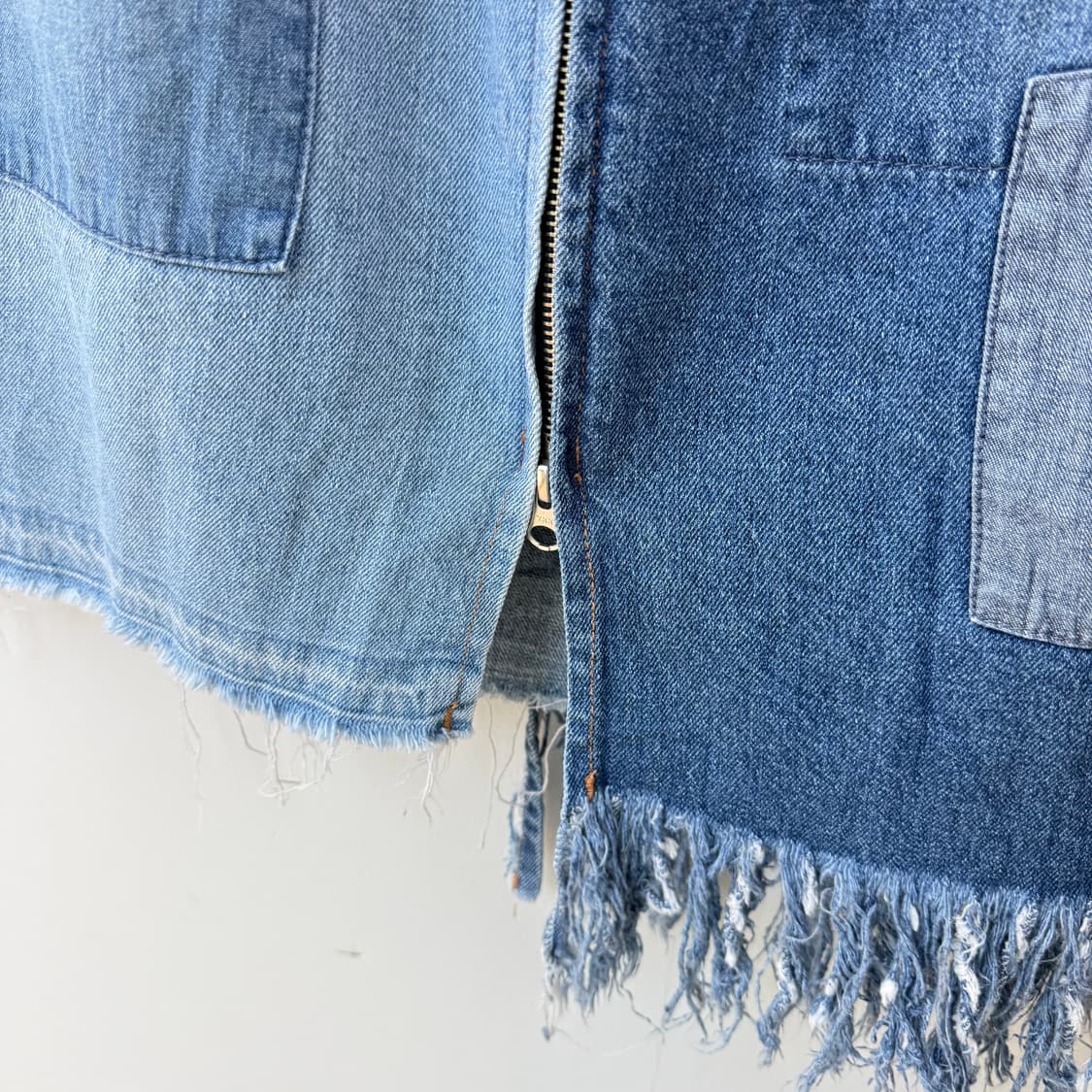 JPN 패치워크 수술 투웨이지퍼 데님 롱스커트 상품이미지5