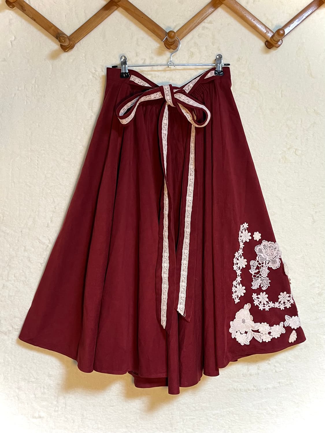 빈티지 리본 패치 레이스 스커트 상품이미지1