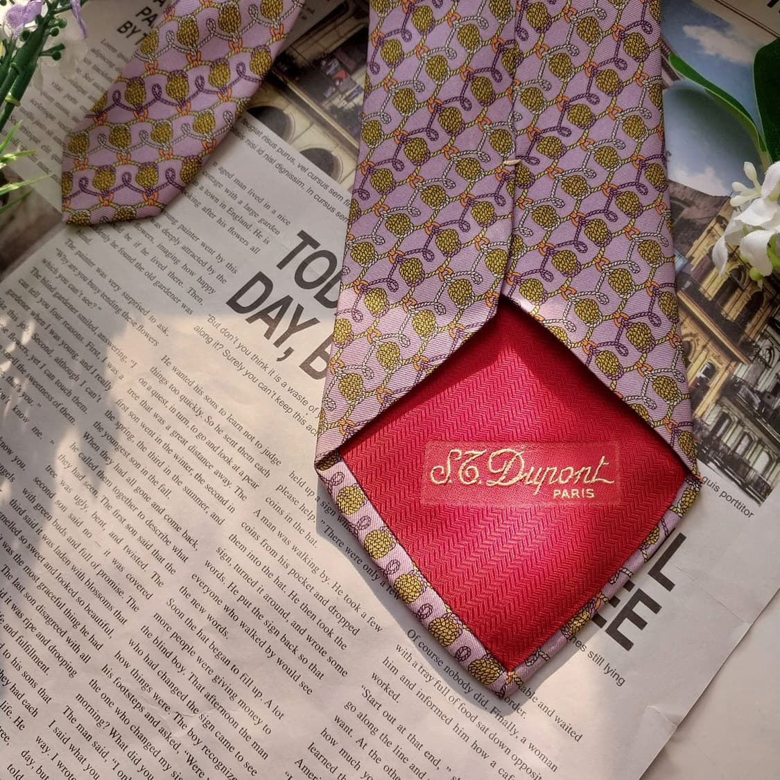 에스 티 듀퐁 실크 연보라 패턴 넥타이 9.5cm A+등급 K1567
 상품이미지8