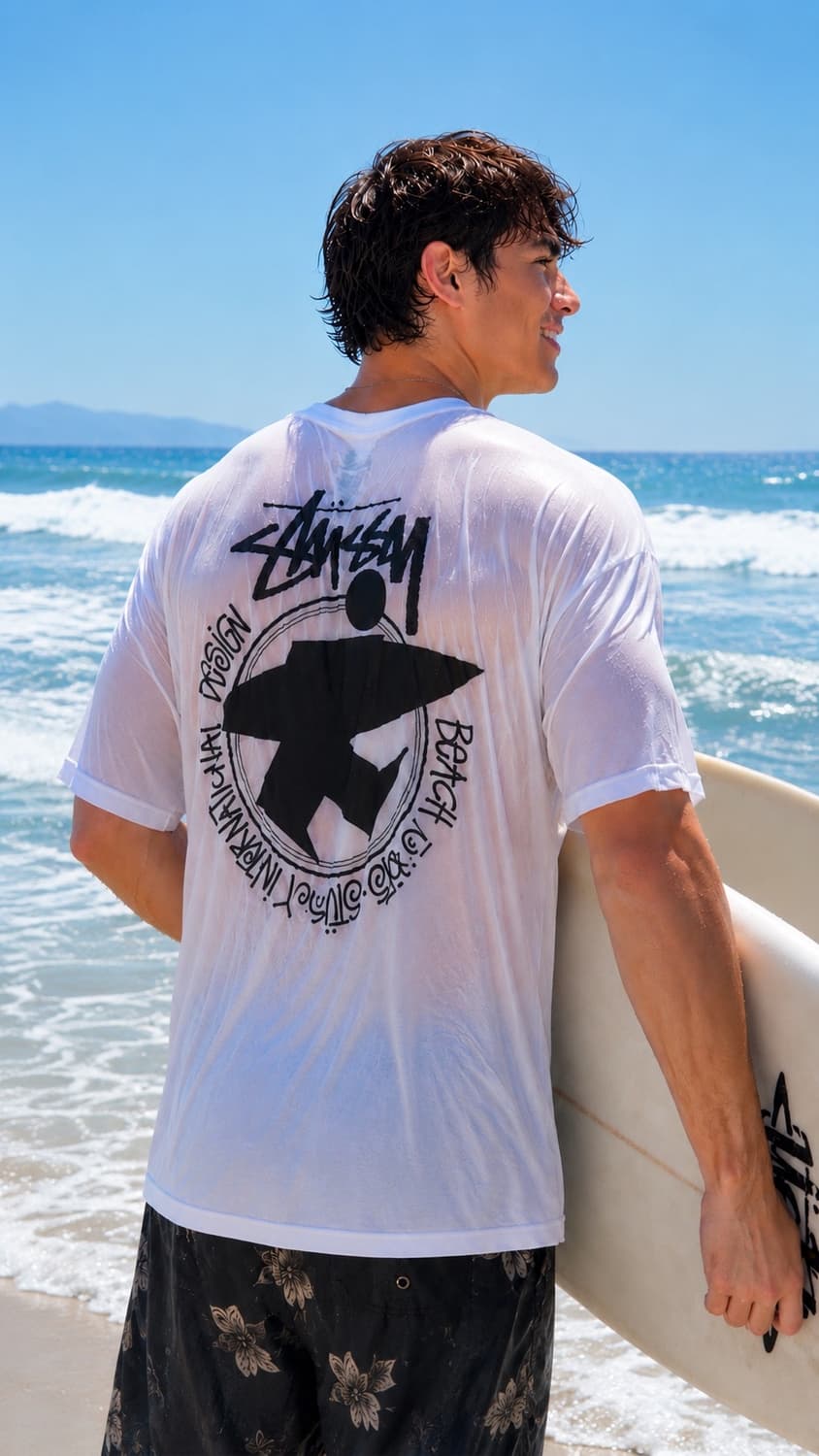 STUSSY 스투시 비치루트 티셔츠 (내추럴)-빅사이즈 상품이미지1