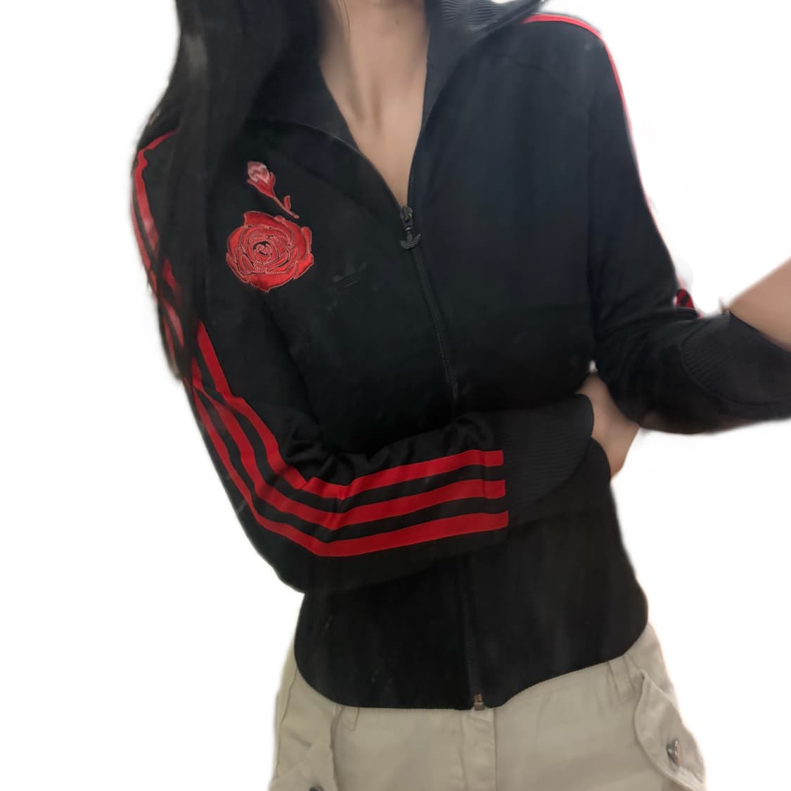 아디다스 희귀 장미 자수 검빨 트랙탑 져지  상품이미지1