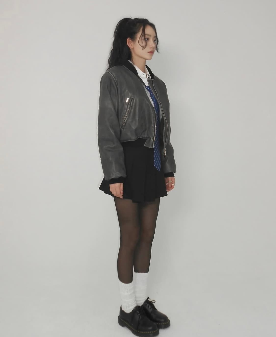 [차콜블랙]페일제이드 레더 패디드 봄버 자켓 패딩 가죽패딩자켓 상품이미지5