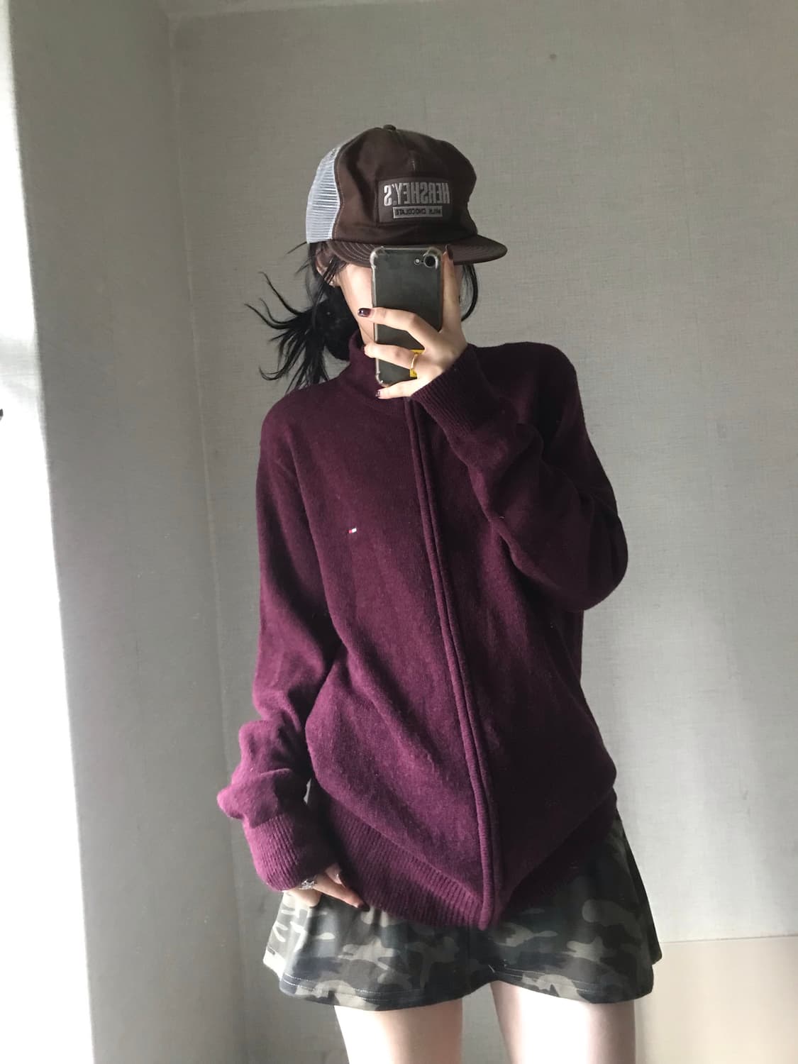 타미힐피거 버건디 니트집업 상품이미지1