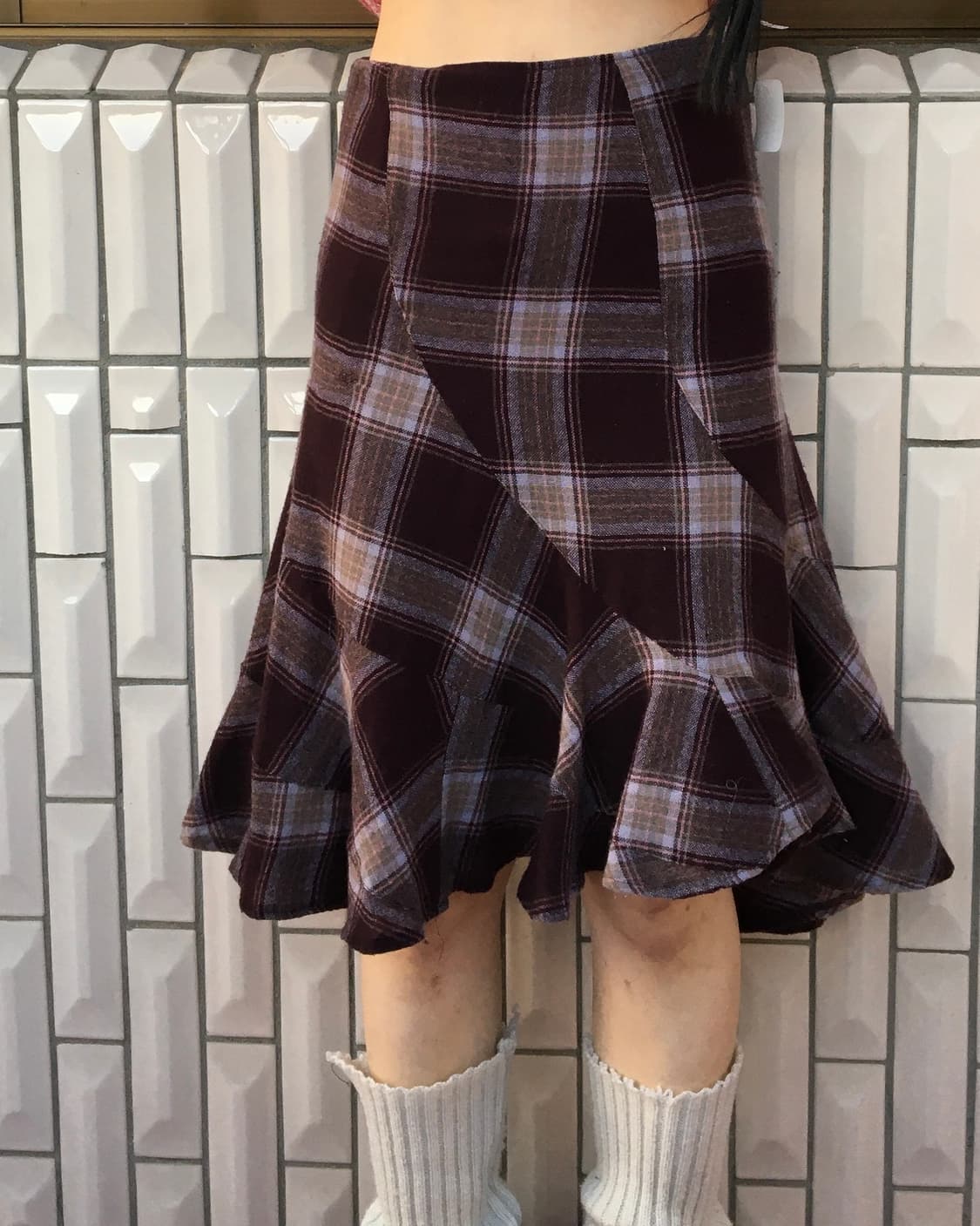 unbalanced check pattern skirt 상품이미지5