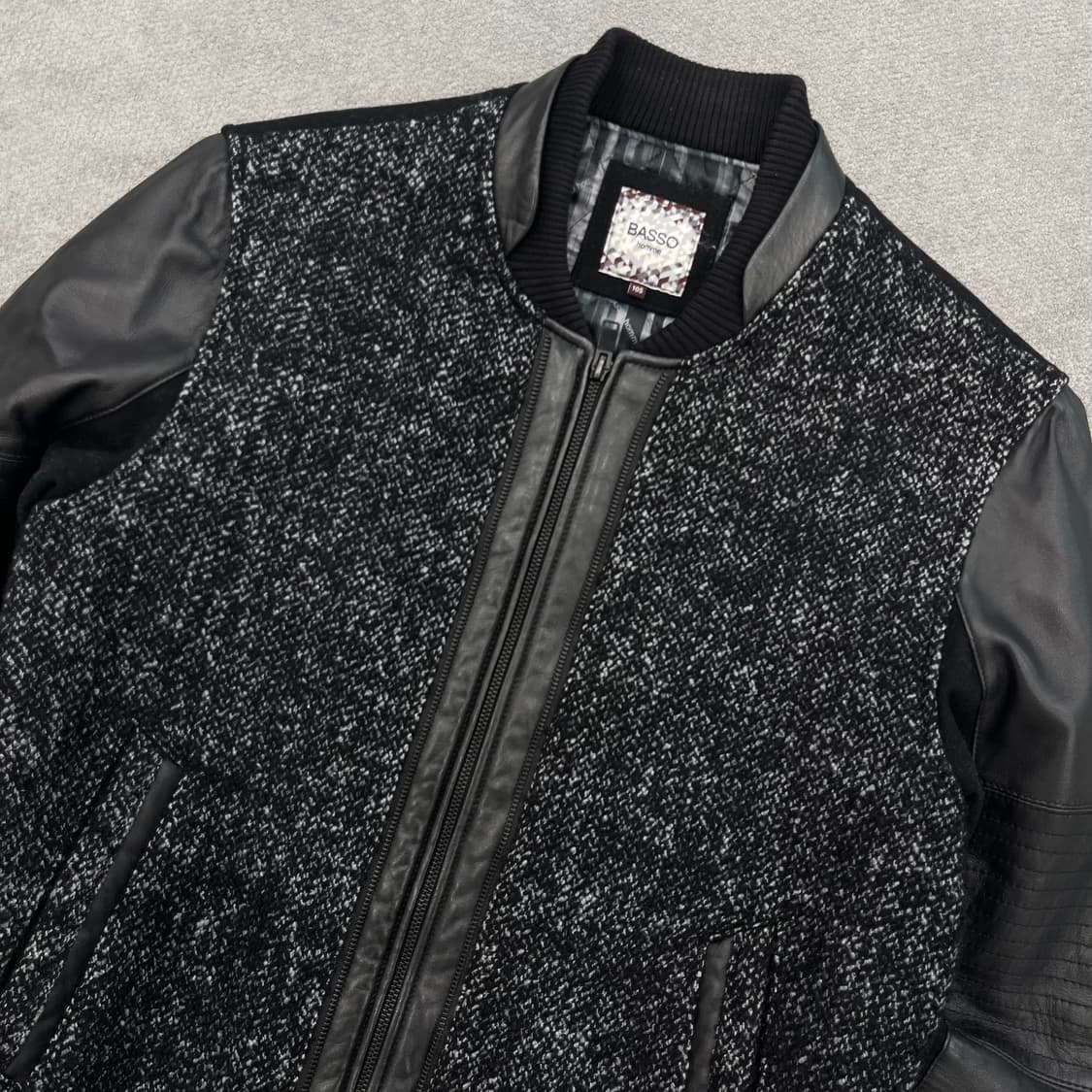 105 바쏘옴므 양가죽 울니트 도킹레더자켓 상품이미지2