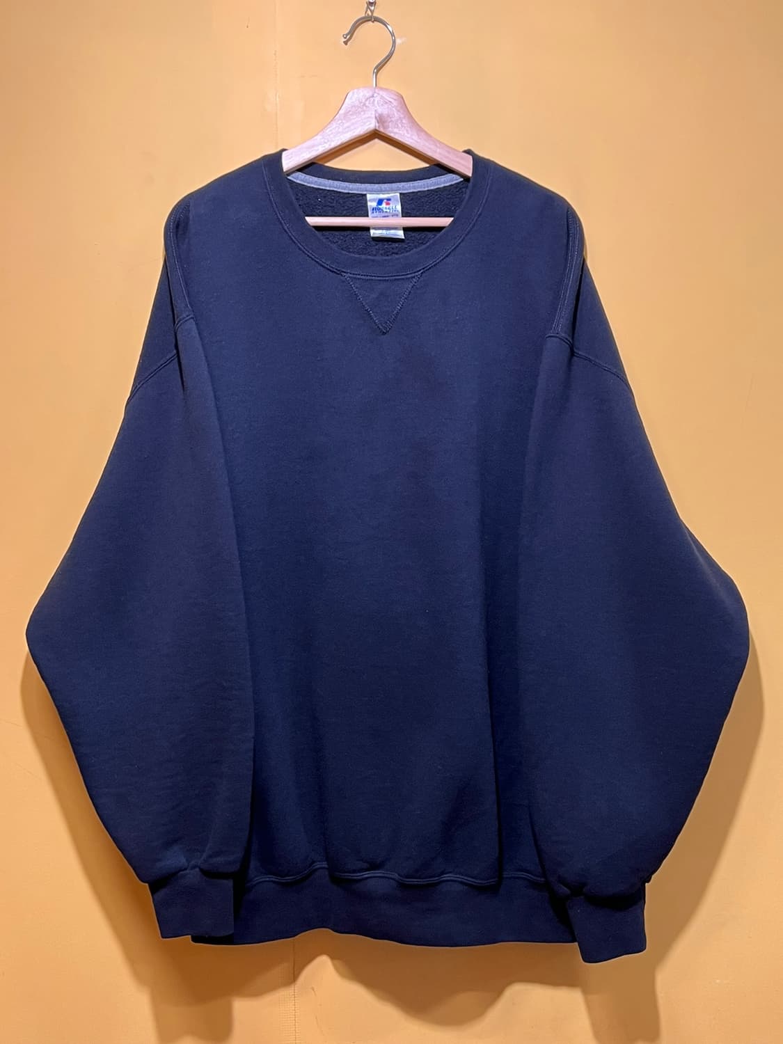 [3XL] 러셀 애슬레틱 무지 기모 맨투맨 네이비 상품이미지1