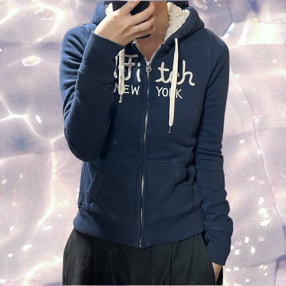 아베크롬비 y2k 양털 후드집업 네이비 S 상품이미지2