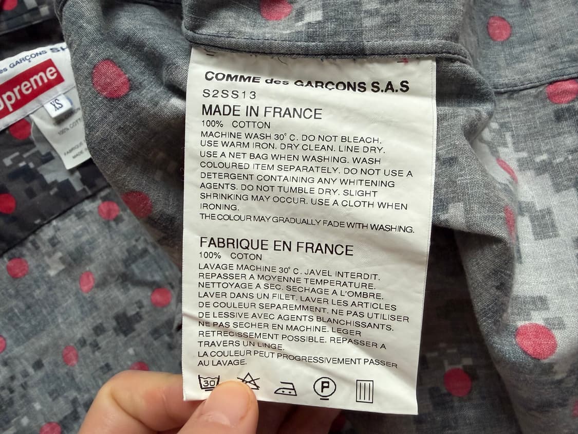 슈프림 꼼데가르송 셔츠 xs  상품이미지6