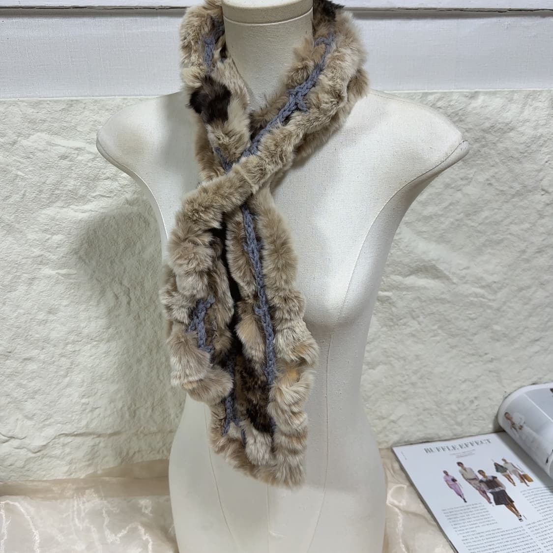 빈티지 래빗 토끼털 프릴 목도리 머플러 상품이미지1