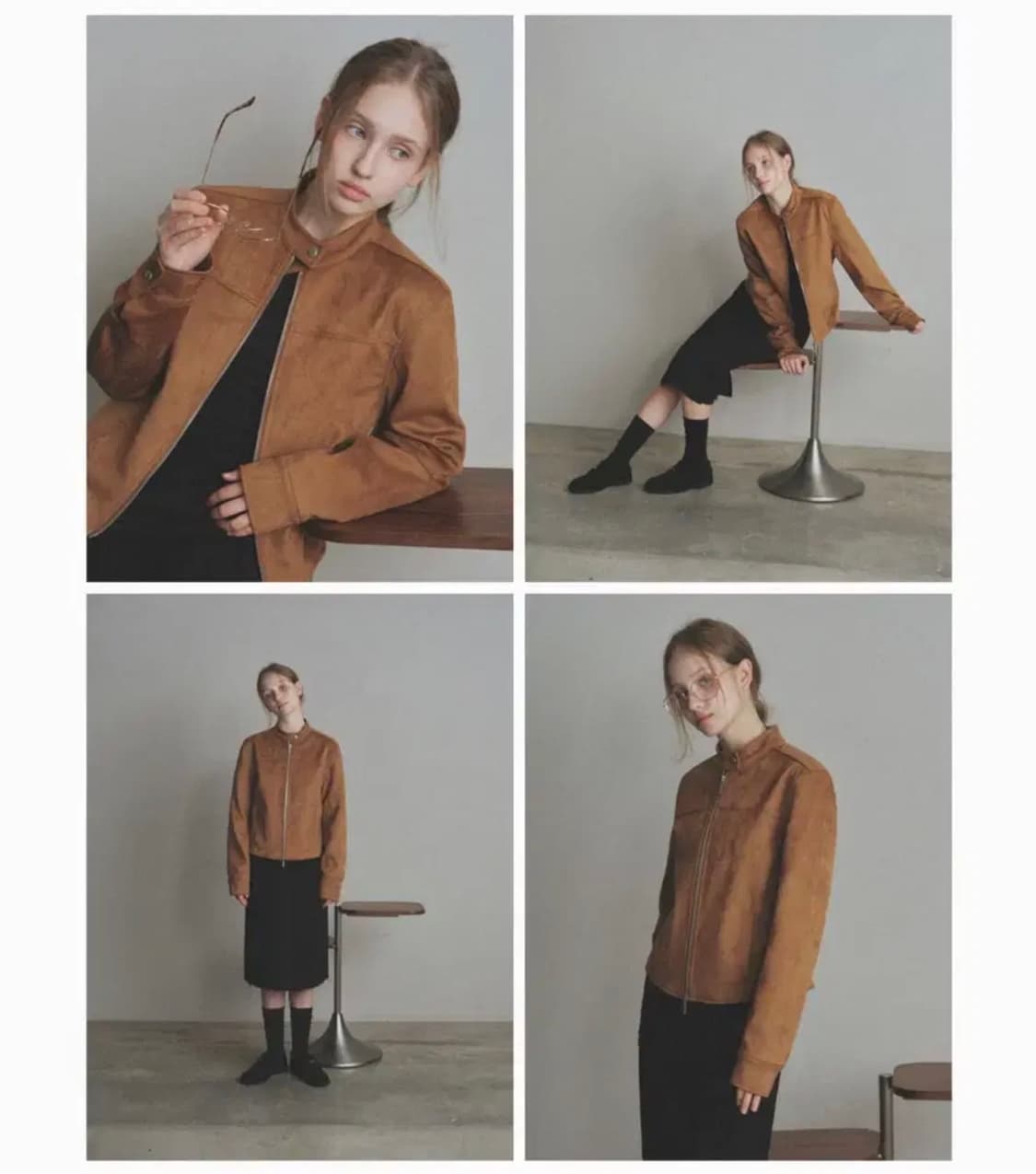 오로 (라퍼지 포 우먼) 버핑레더 레이싱 자켓 스웨이드 브라운 상품이미지2