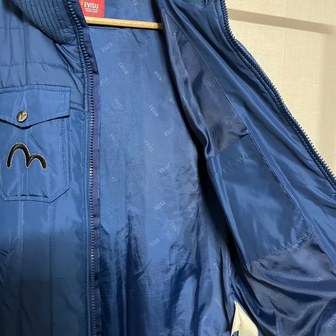 Evisu 블루 퀼팅 자켓 M 상품이미지10