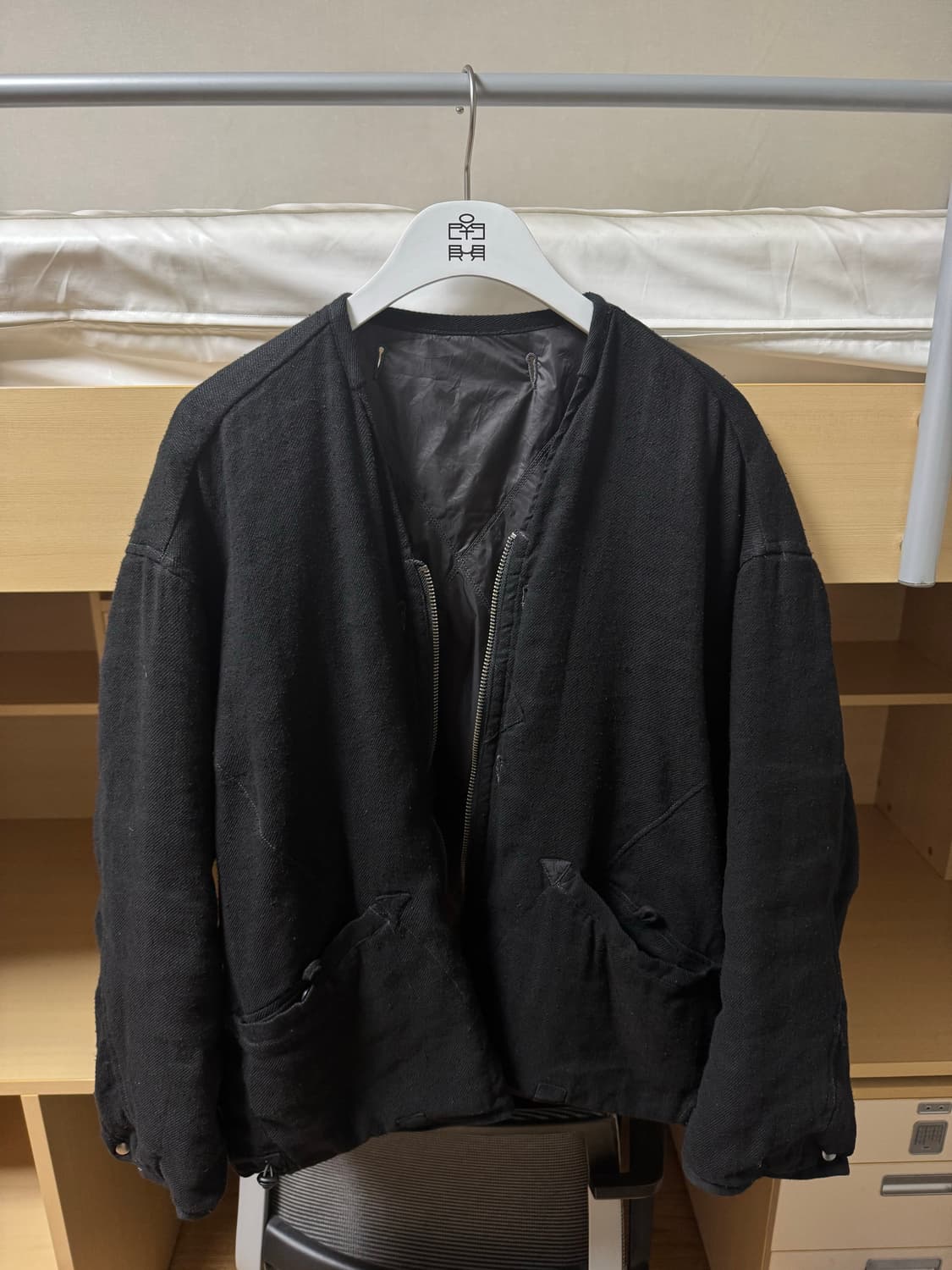 폴리테루 리버시블 라이너 실크 린넨 블랙 & 롬버스 차콜 상품이미지1