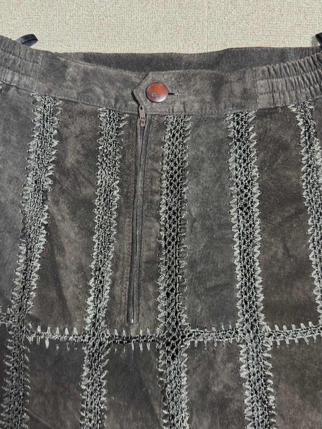 리얼 스웨이드 패치워크 레이스업 스커트 상품이미지6