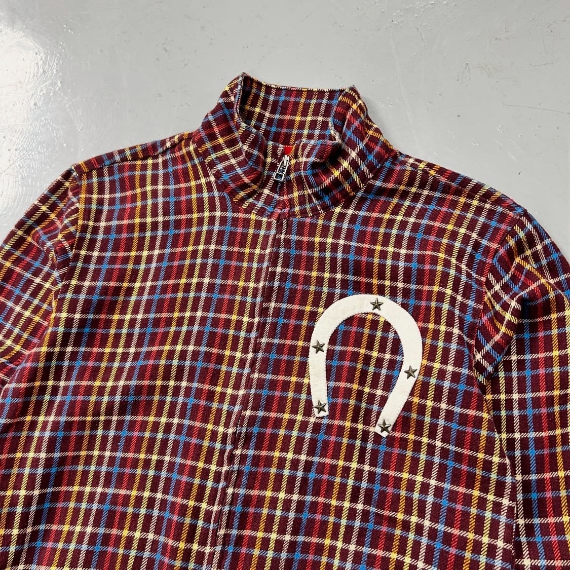 인디언 모터사이클 체크 집업 블루종 상품이미지2