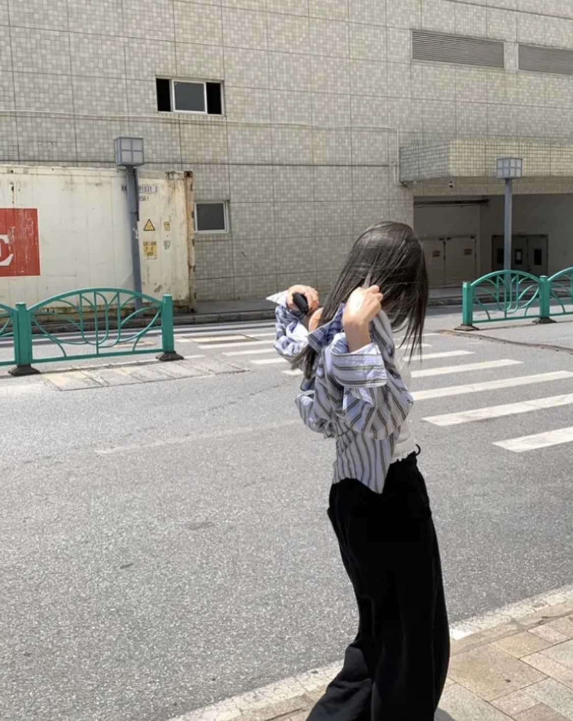 새상품) 블루 스트라이프 오버핏 셔츠 스트라이프 셔츠 상품이미지5