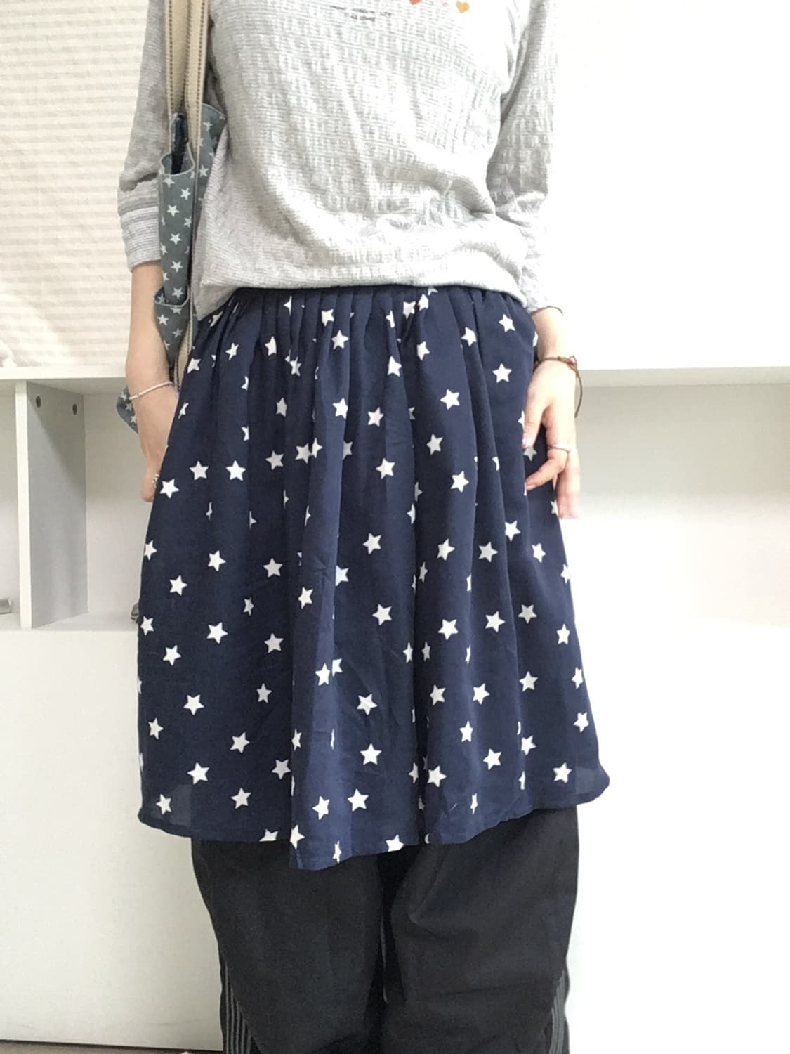 jpn vintage star navy midi skirt 상품이미지2