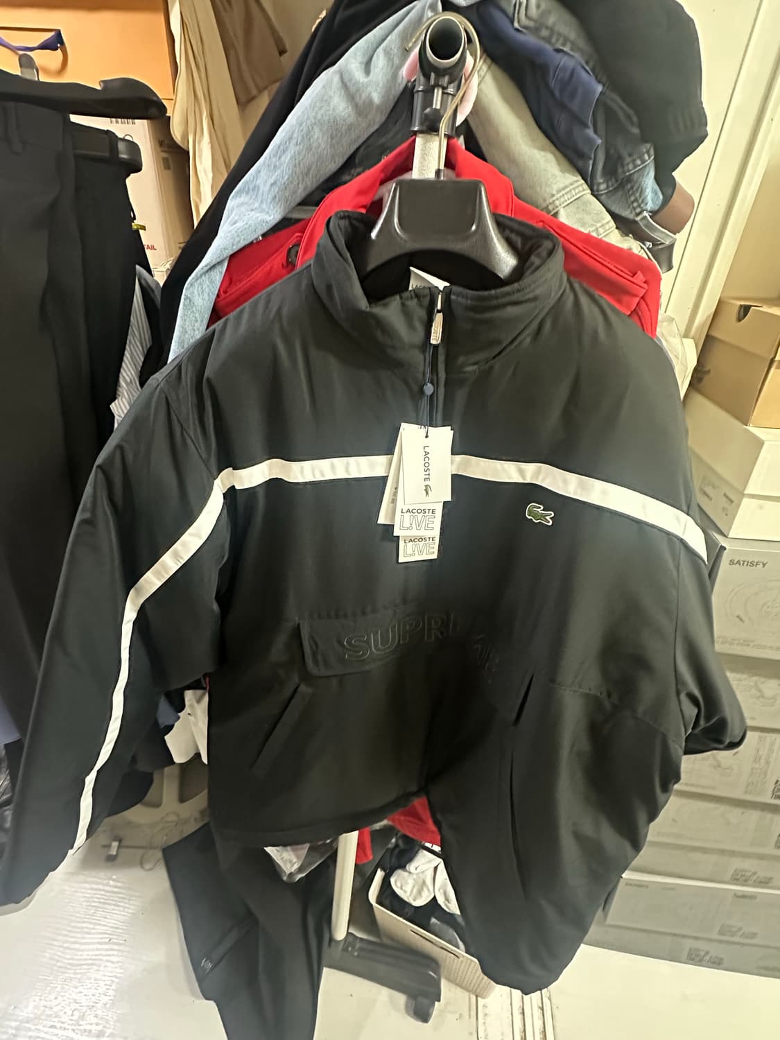 [L] 슈프림 x 라코스테 퍼피 하프집 풀오버 블랙 상품이미지6