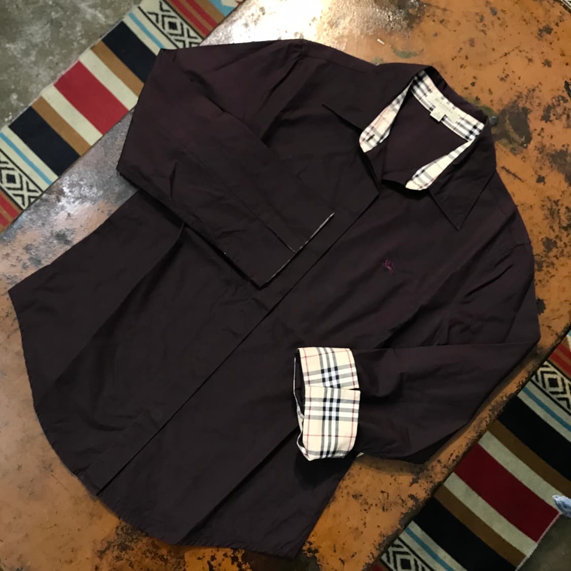 버버리 브라운 버건디 7부코튼 셔츠 여성 55 사이즈  상품이미지2