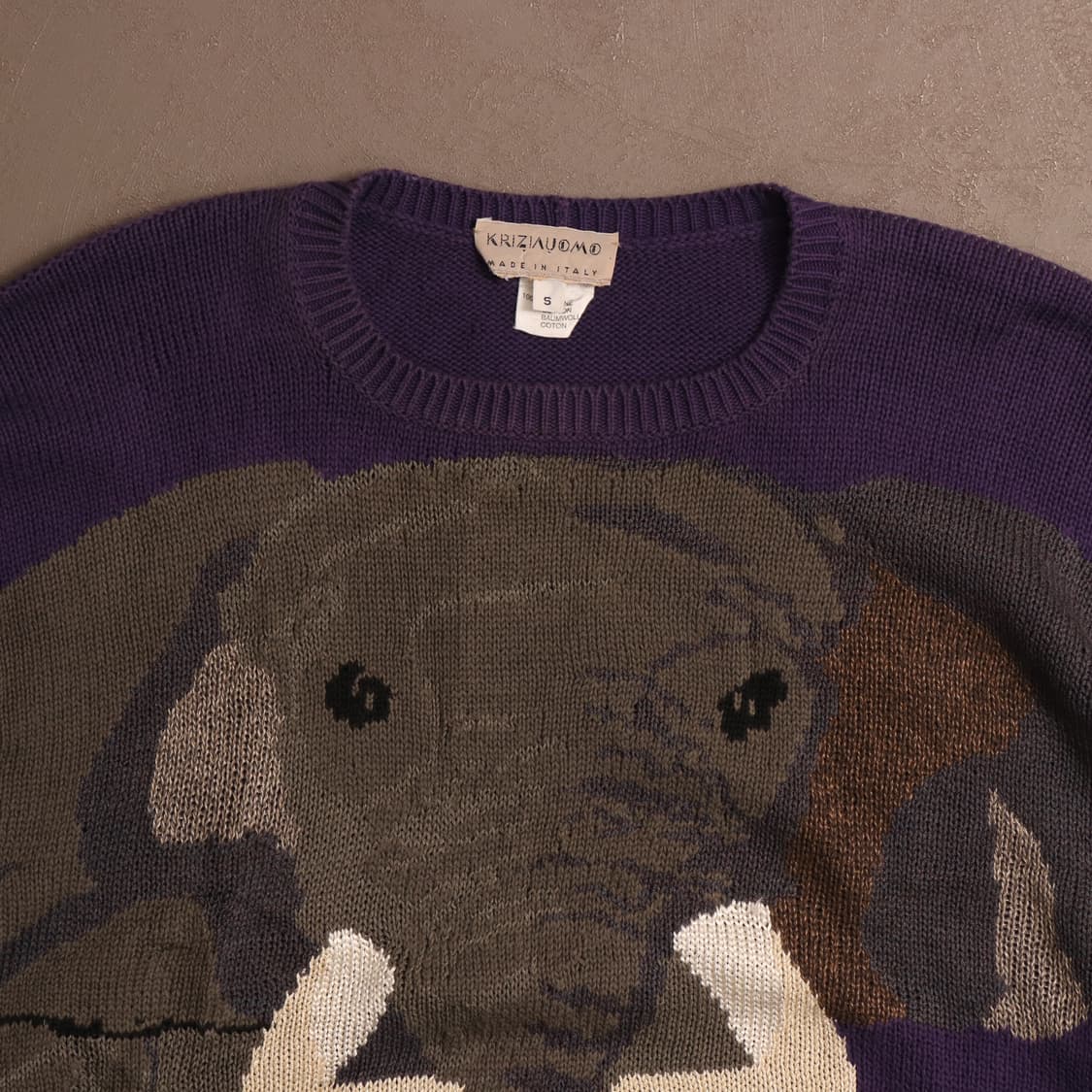 일본빈티지 애니멀 자수 아크릴 니트 A1751 상품이미지2