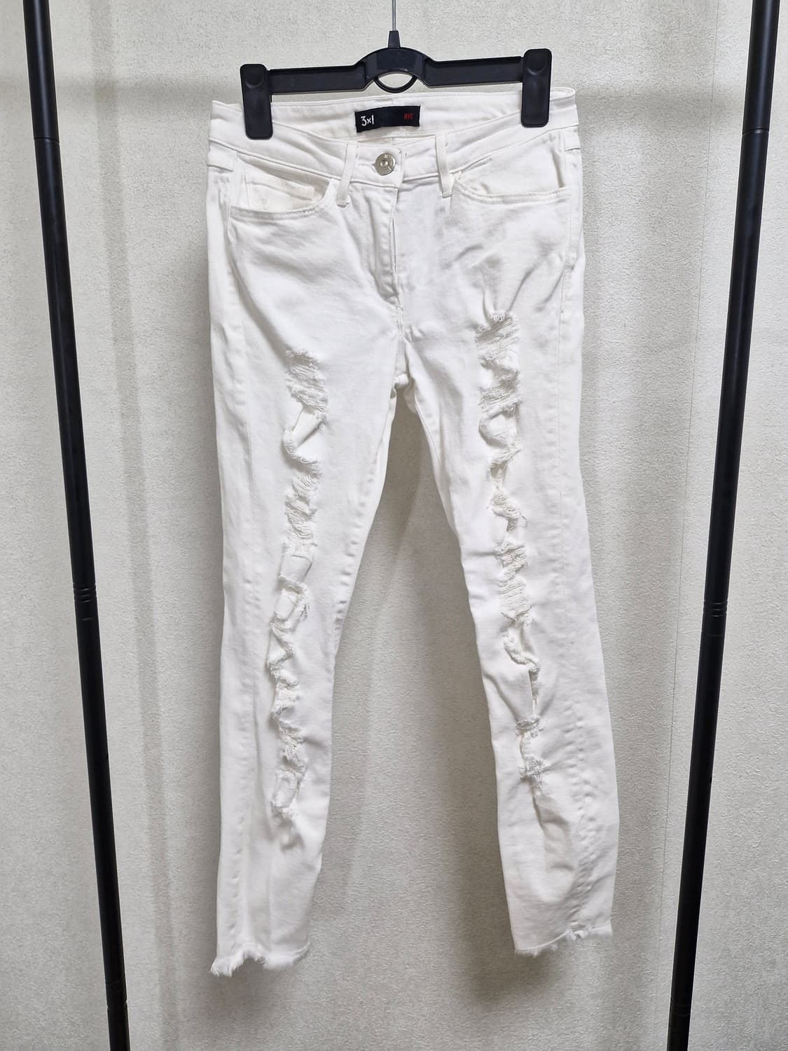 [24] 3x1 화이트 디스 스키니 데님진 상품이미지1