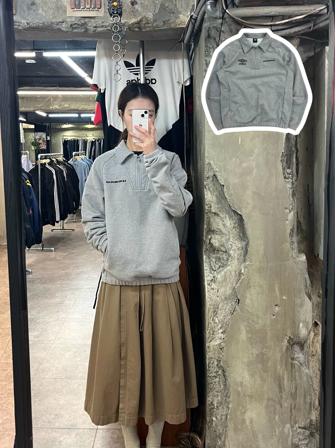 엄브로 카라 집업 맨투맨 그레이 95 #csz2553 상품이미지1