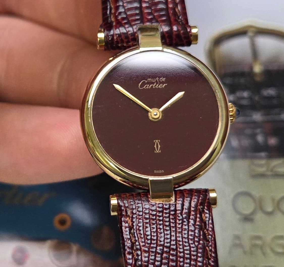 빈티지 까르띠에 머스트드 방돔 화이트로만 블루핸즈 여성용 (감정서 포함) 상품이미지2
