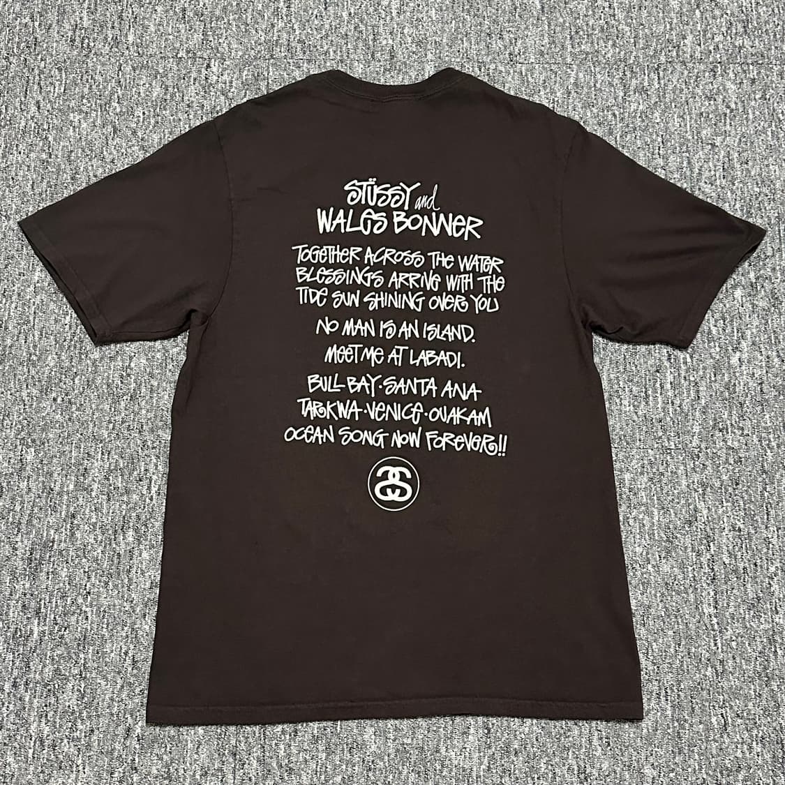 스투시 x 웨일즈 보너 오션 송 반팔 티셔츠 브라운 m사이즈 상품이미지5