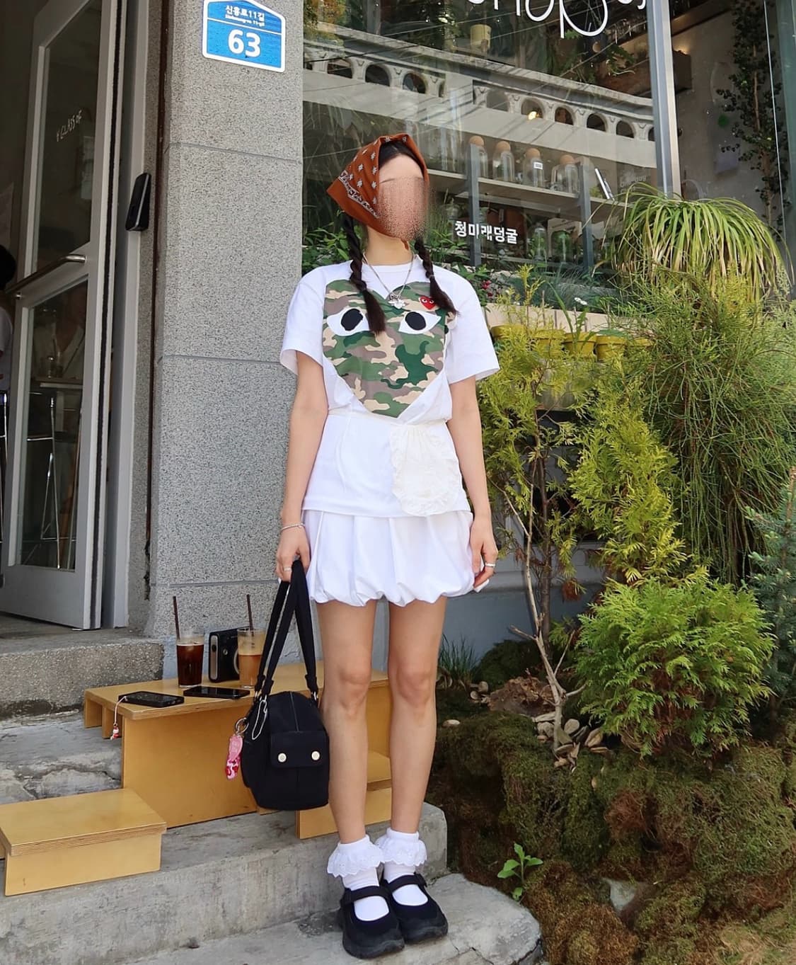 플레이 꼼데가르송 카모플라주 하트 티셔츠 화이트 L 상품이미지2