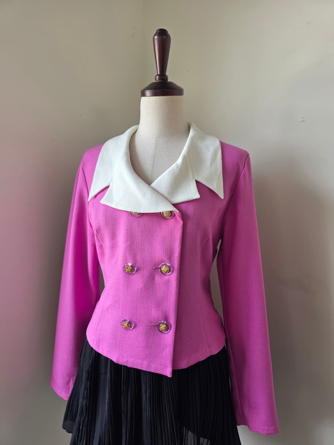 핑크 더블 버튼 자켓 상품이미지2