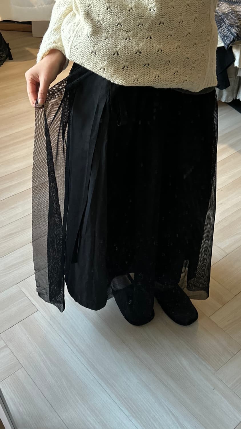 [LEILIAN] black lace tulle design skirt 상품이미지5