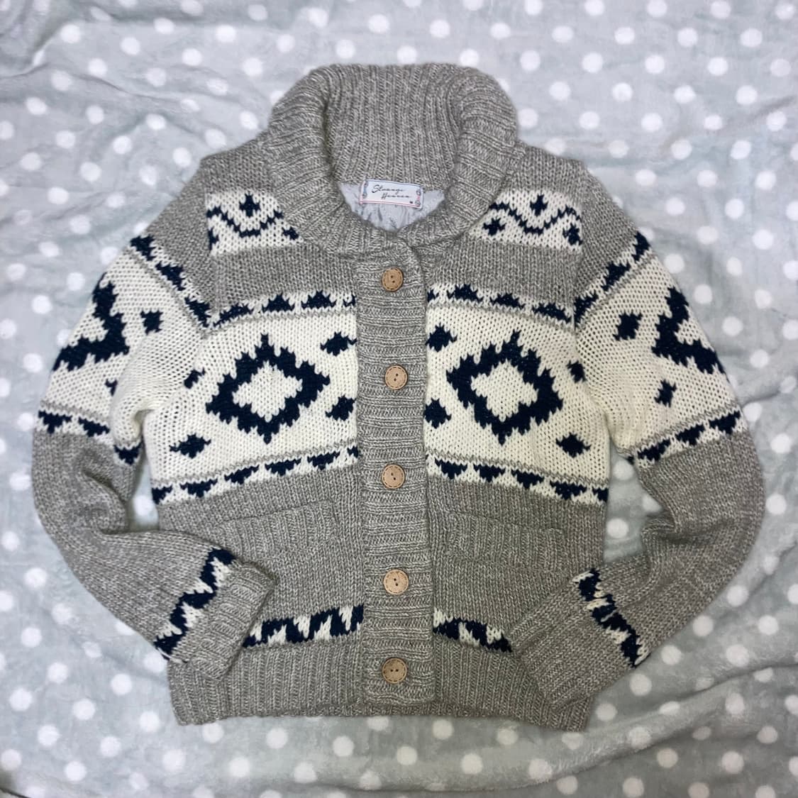 모리걸 아가일 니트 가디건 코트 상품이미지1