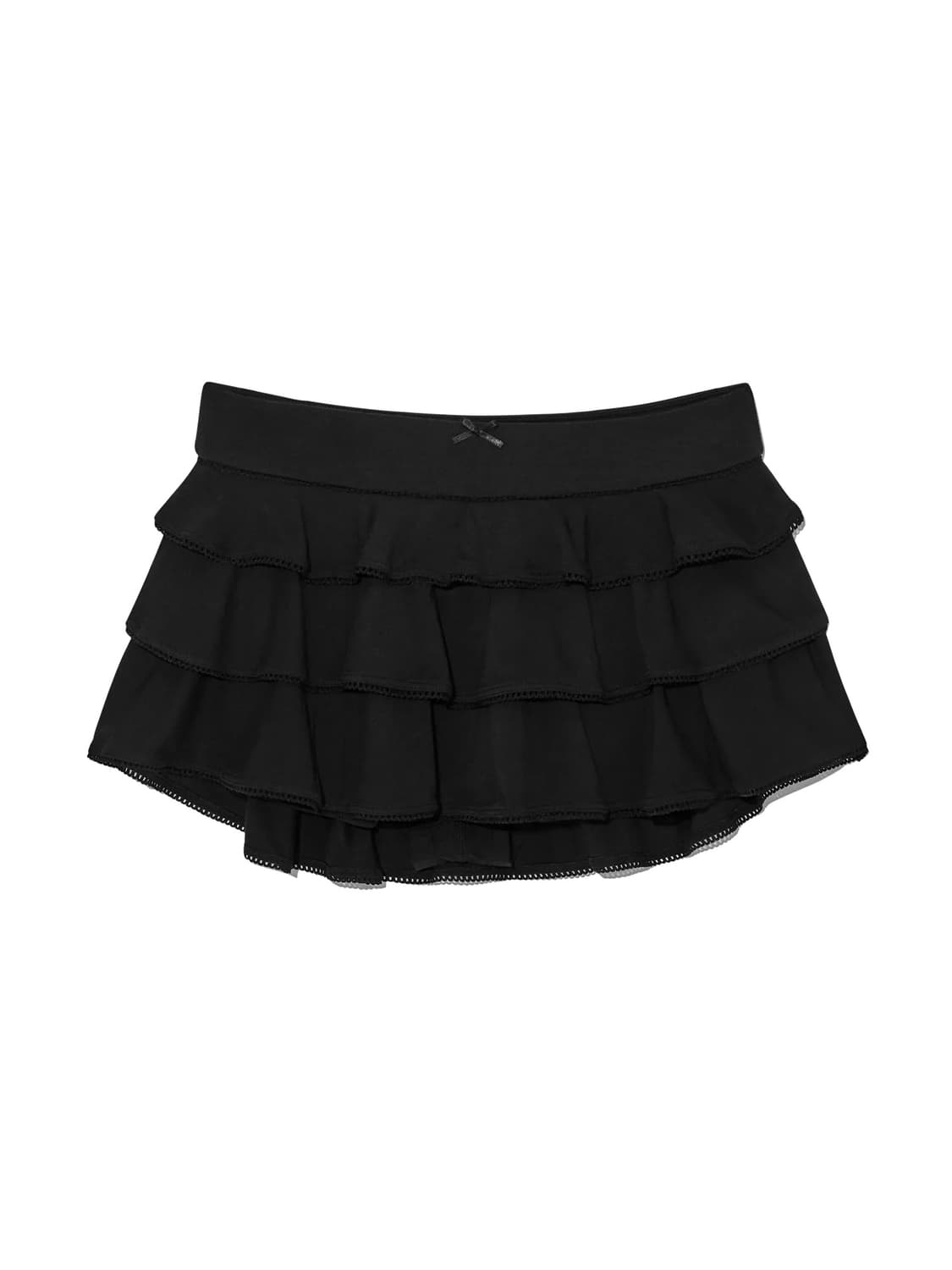 [M] 글로니 피콧 프릴 미니 스커트 블랙 상품이미지1
