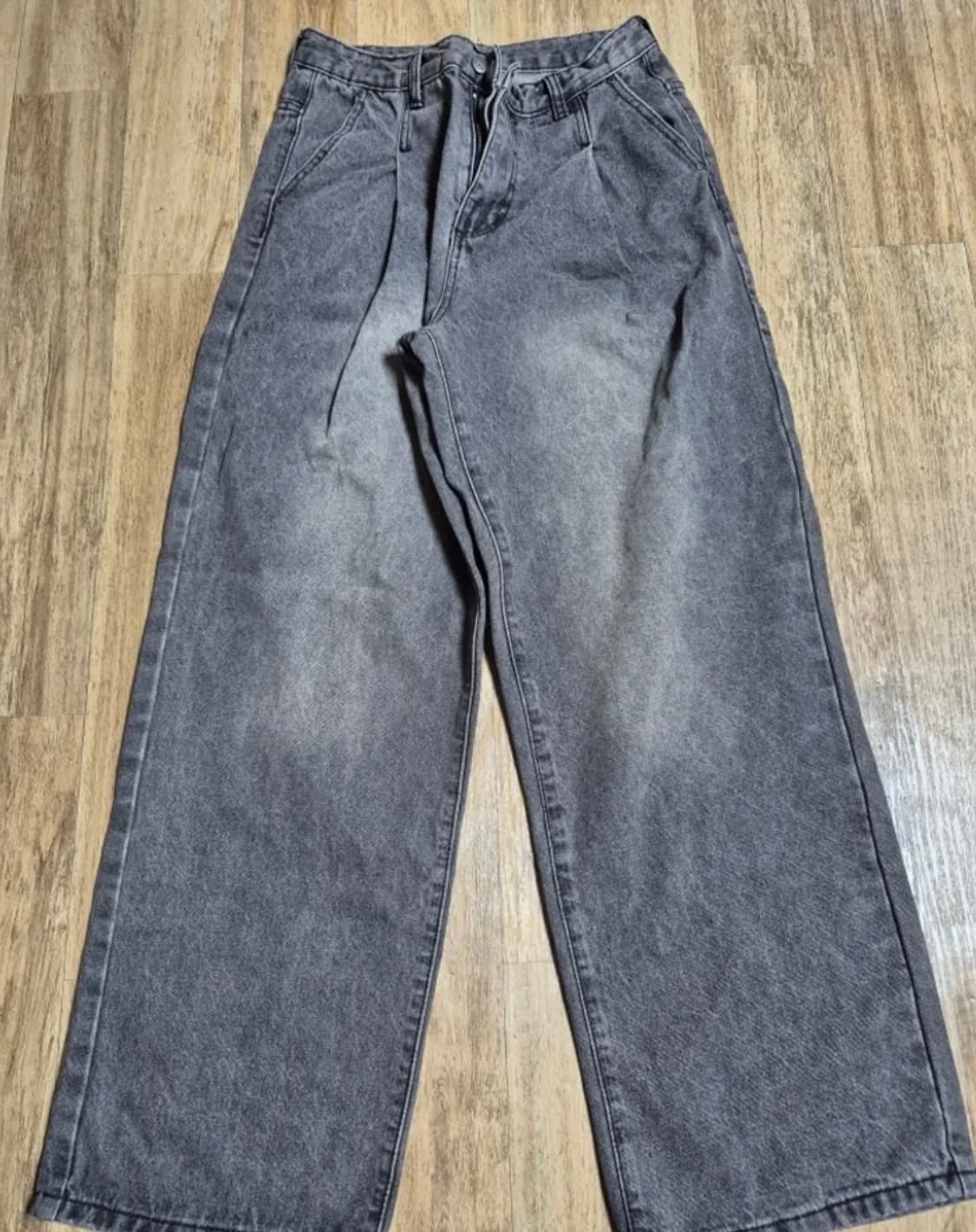 ASI 에센셜 원턱 와이드 데님 팬츠_그레이 상품이미지1