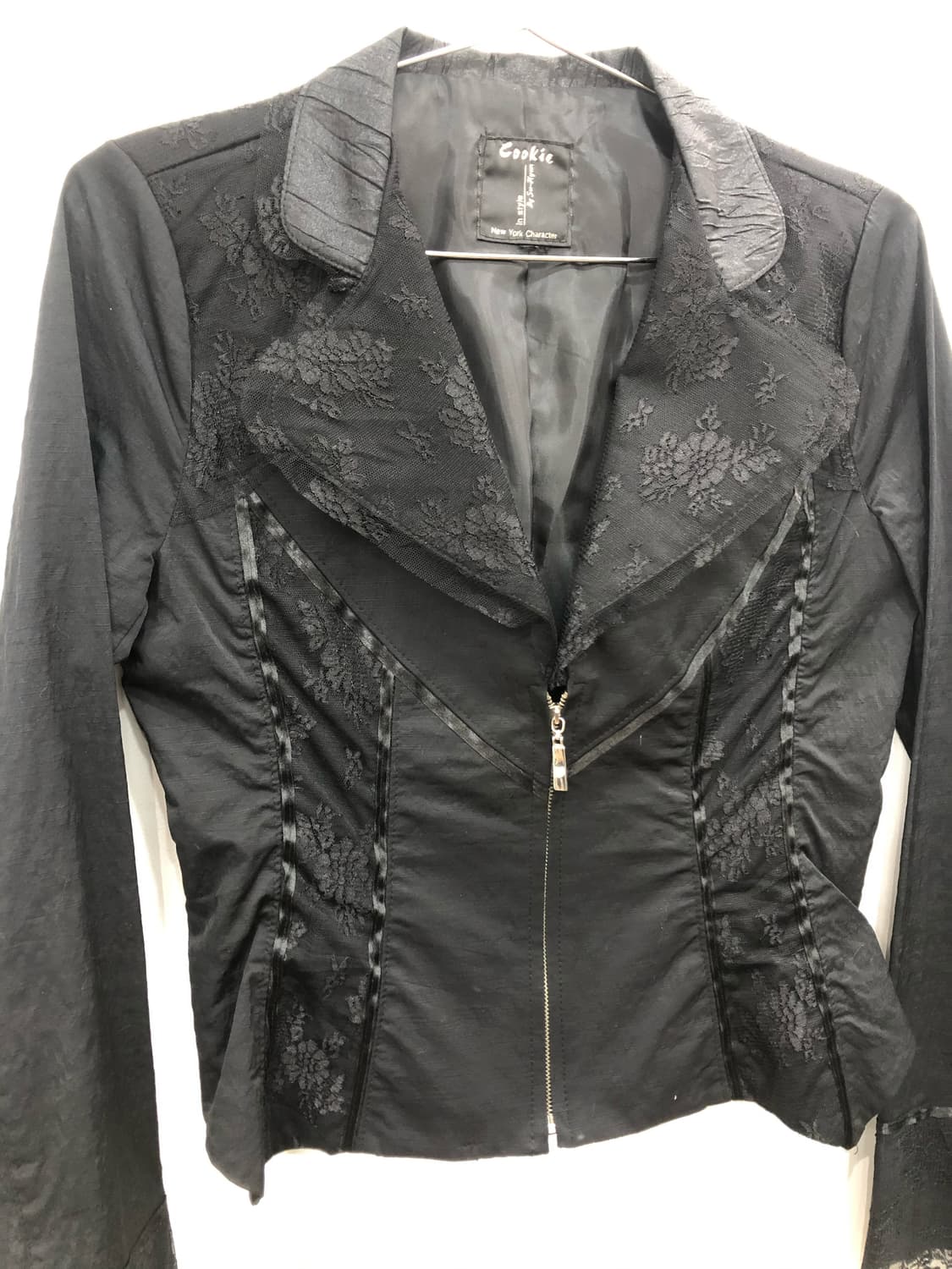 black floral jacquard lace trim jacket 상품이미지5