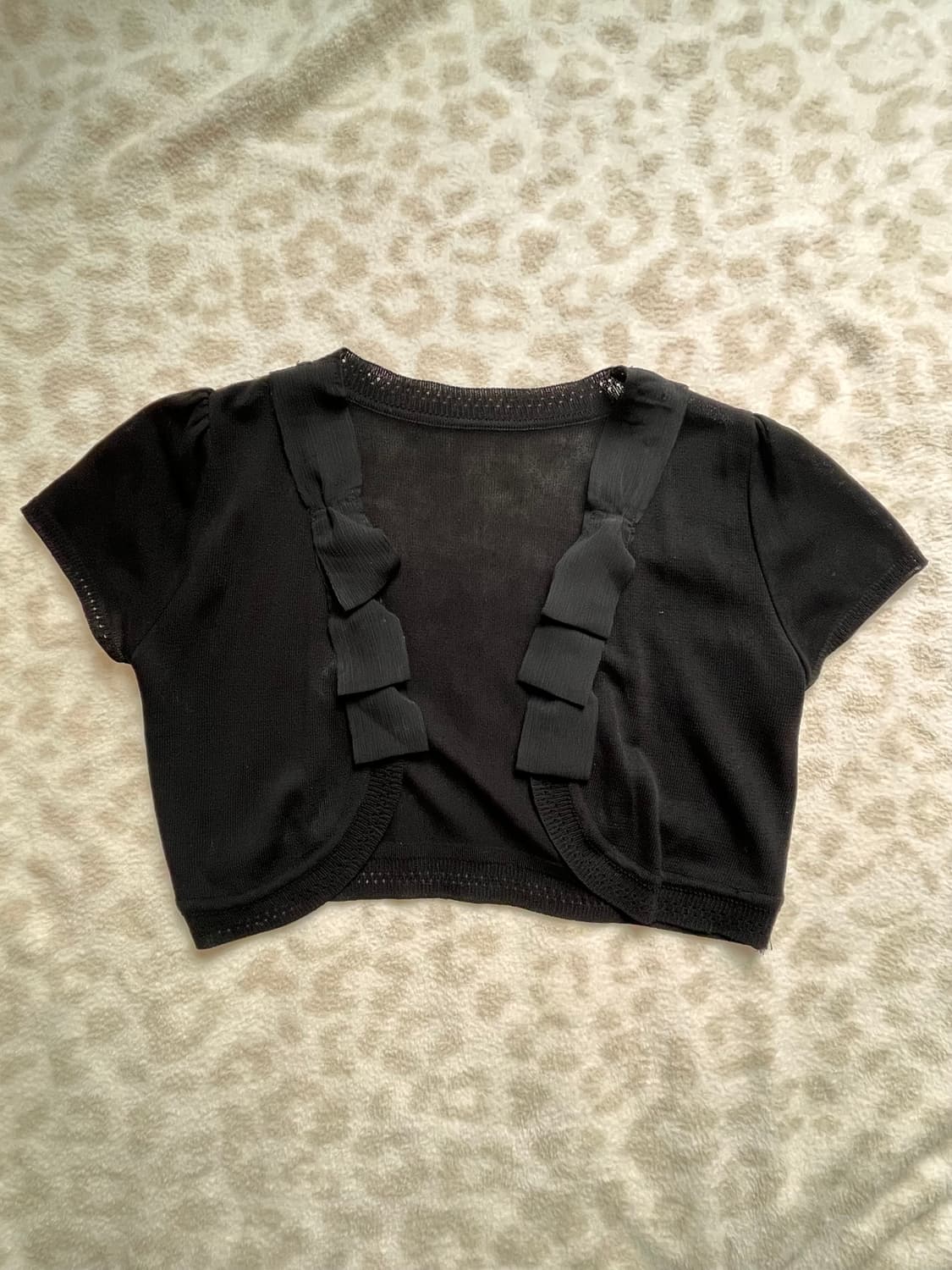 Black ribbon cropped bolero cardigan 상품이미지1