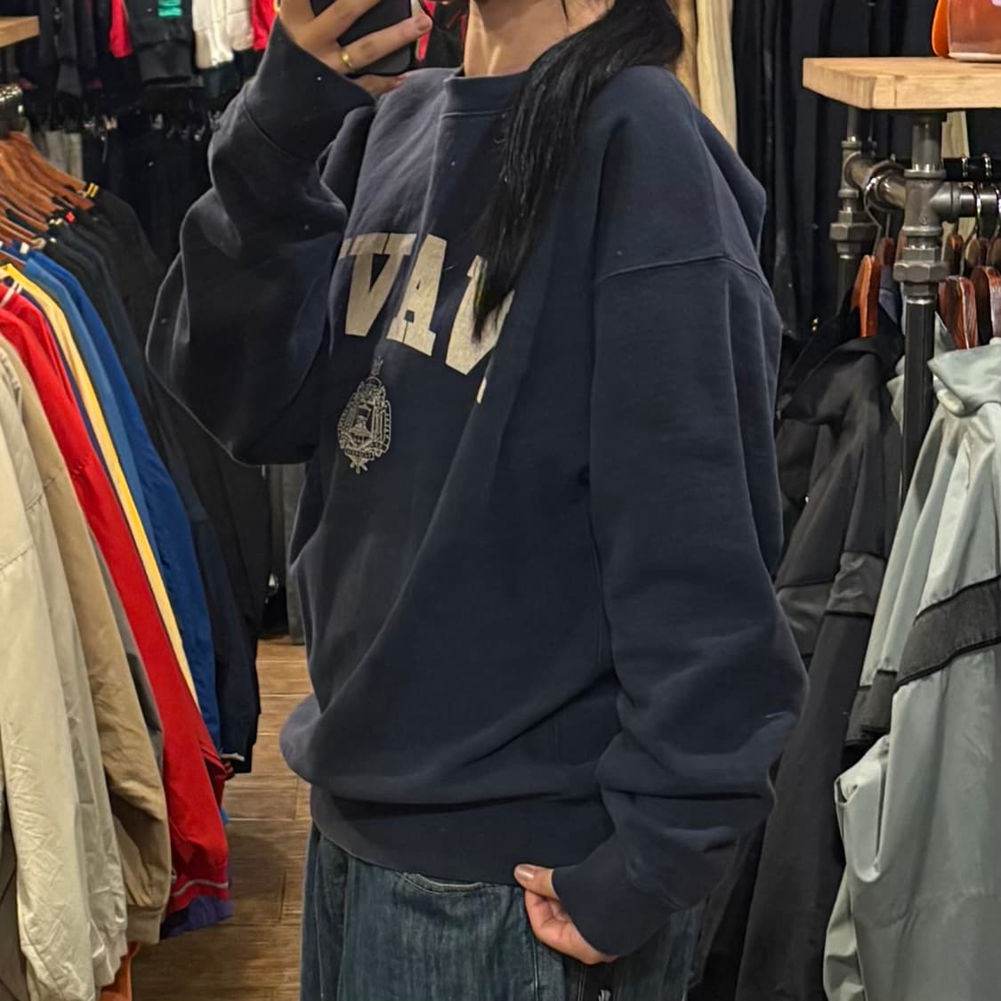 [HI] 아웃스탠딩 맨투맨 네이비 상품이미지3