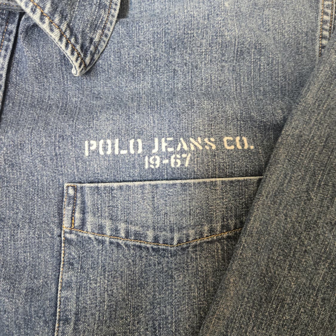 polo Jeans Company 데님 스텐실 로고 풀오버 셔츠 상품이미지3