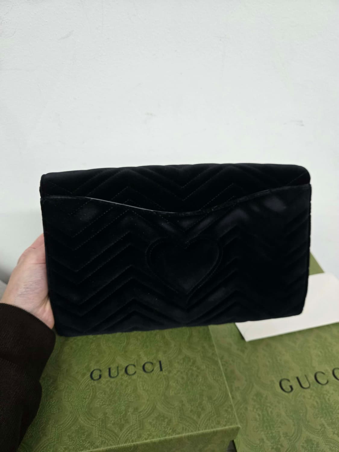 [보증서 정품] 구찌 마몬트 플랩 벨벳 클러치백 상품이미지6