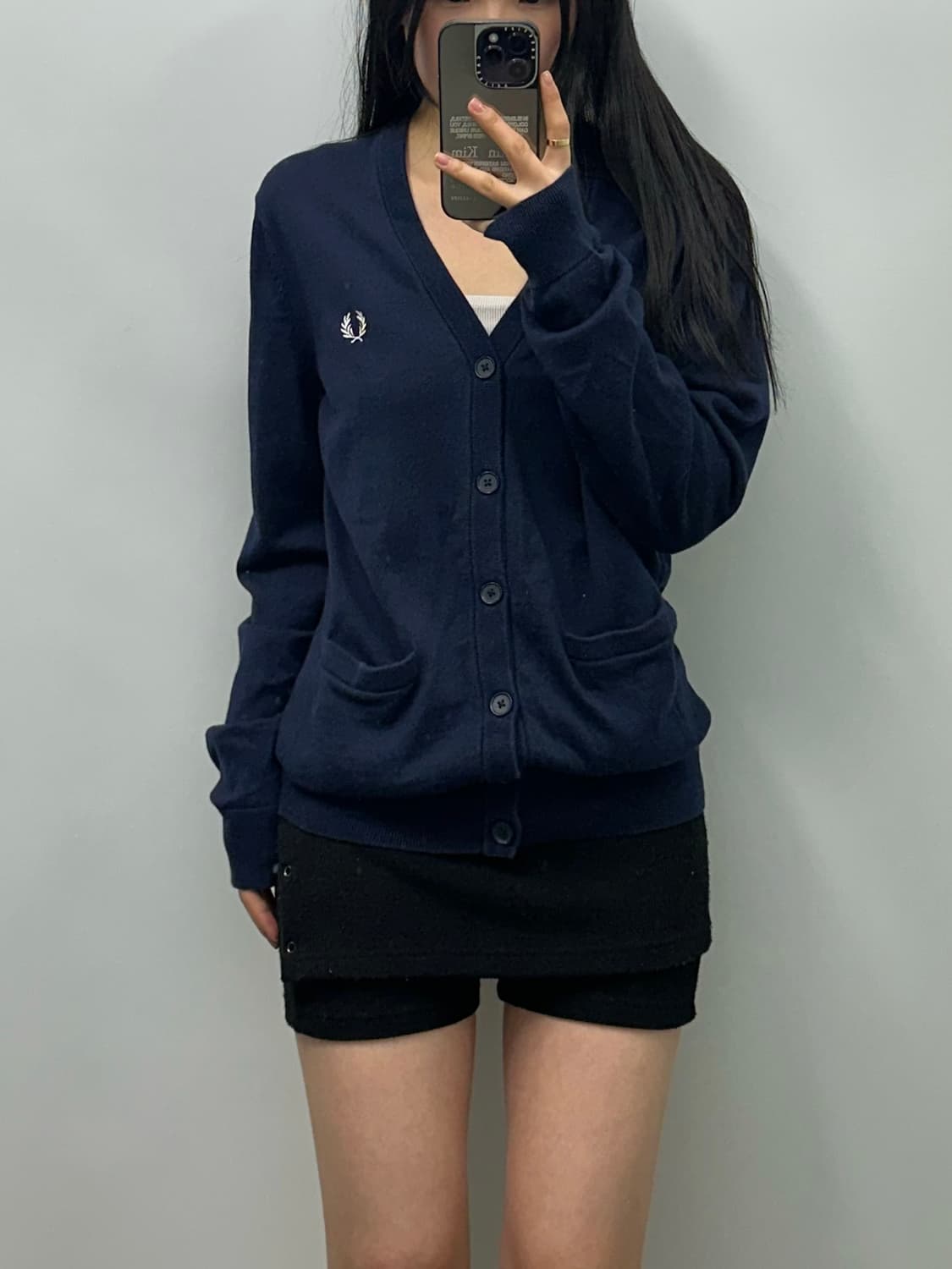 프레드페리 자수로고 네이비 니트 가디건 상품이미지1