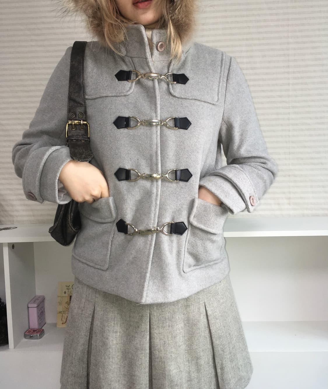 cecil mcbee sora gray fur duffle half co 상품이미지4
