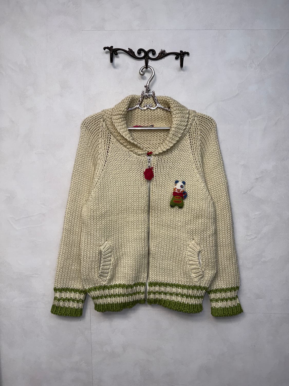 Ivory freaky monster cowichan knit zipup 상품이미지2