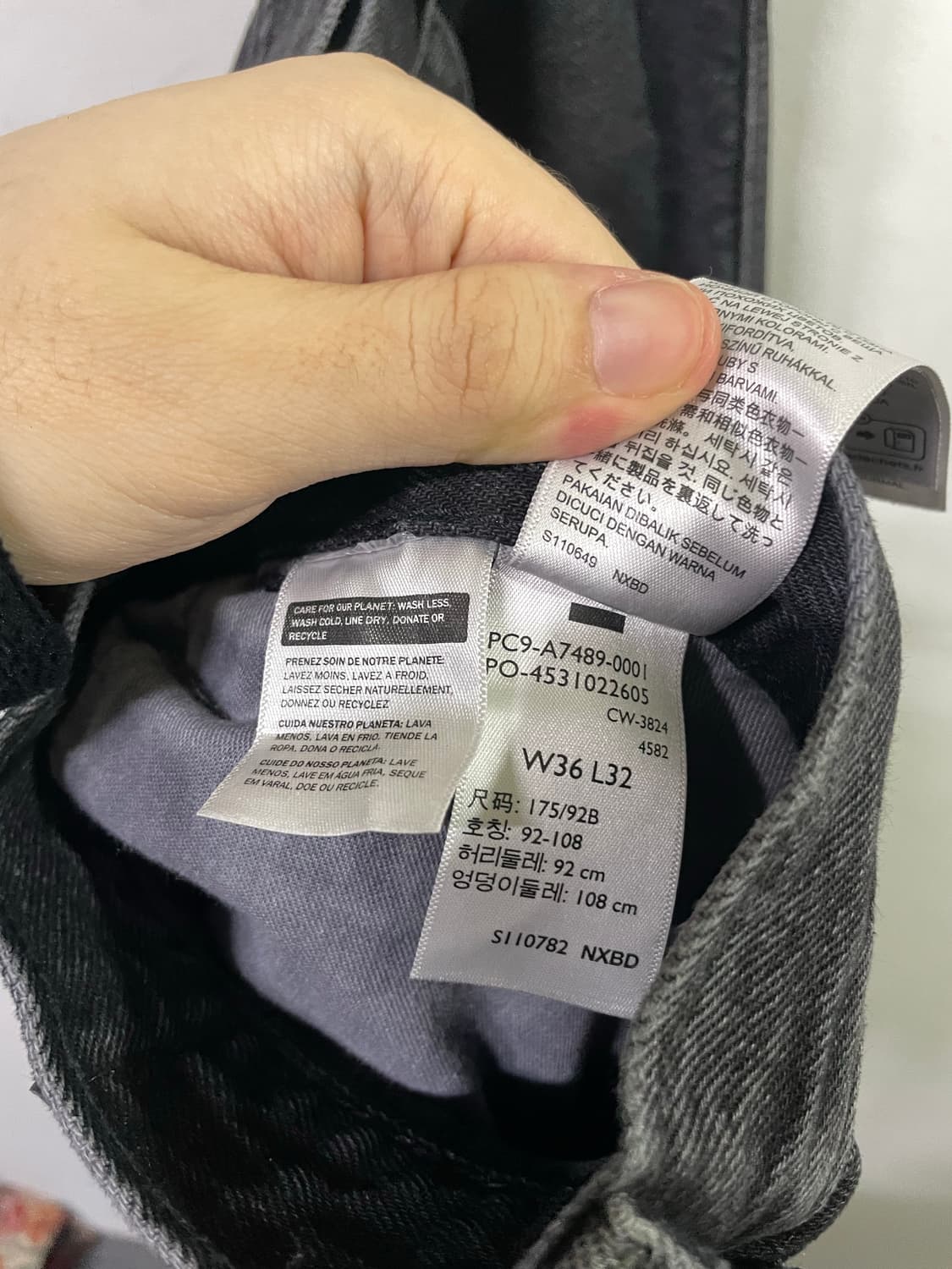 리바이스 실버탭 배기 카펜터 팬츠 36x32 흑청 데님 상품이미지9