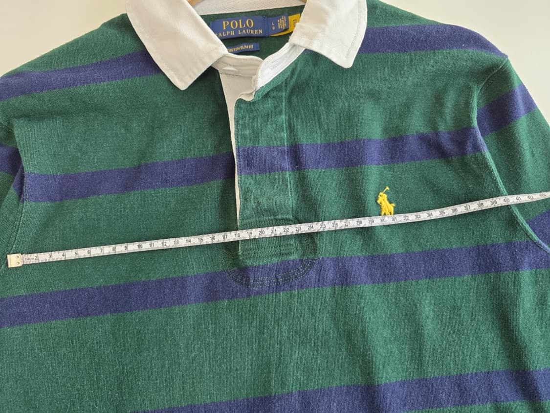 폴로 랄프로렌 스트라이프 코튼 럭비 카라 셔츠 그린/네이비 상품이미지6