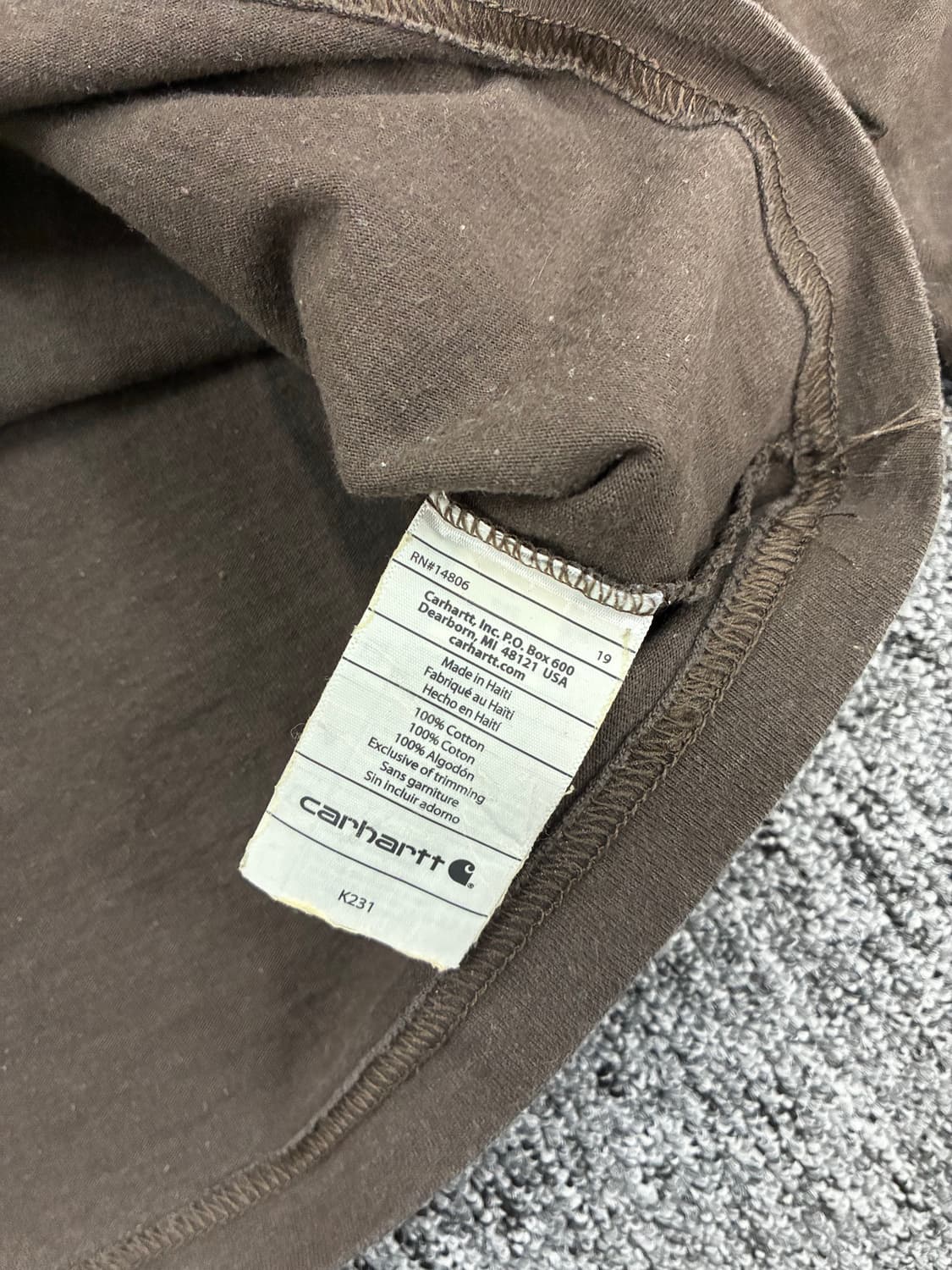 칼하트 브라운 사이드로고 롱 슬리브 S 상품이미지7