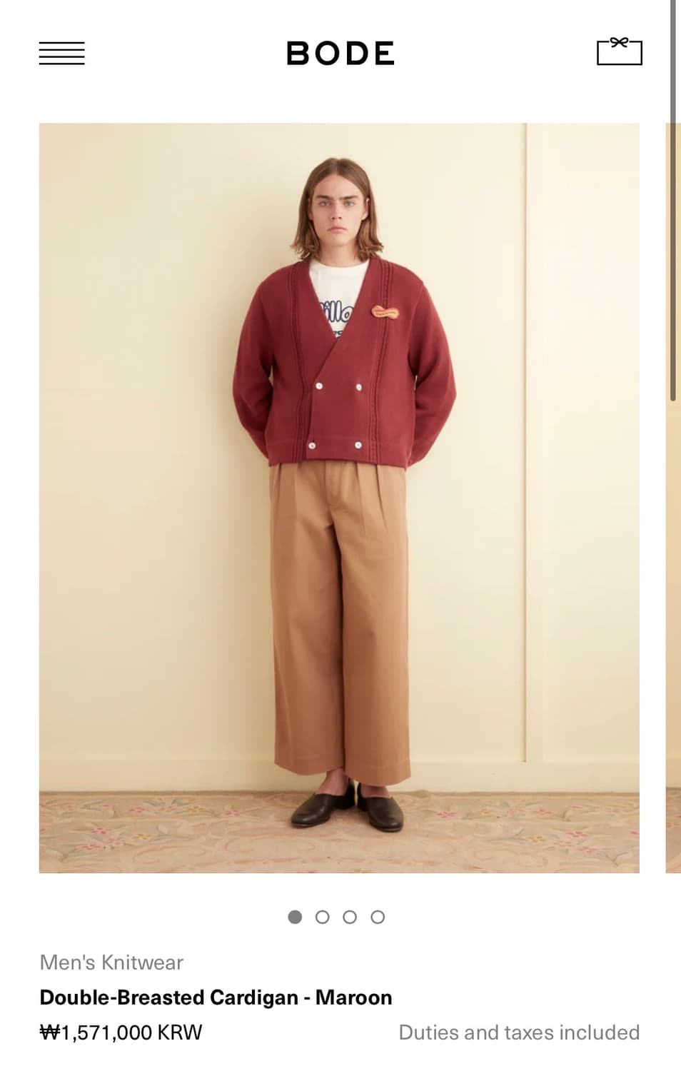 [M,L,XL]보디 BODE 더블 브레스트 가디건/마론 상품이미지4