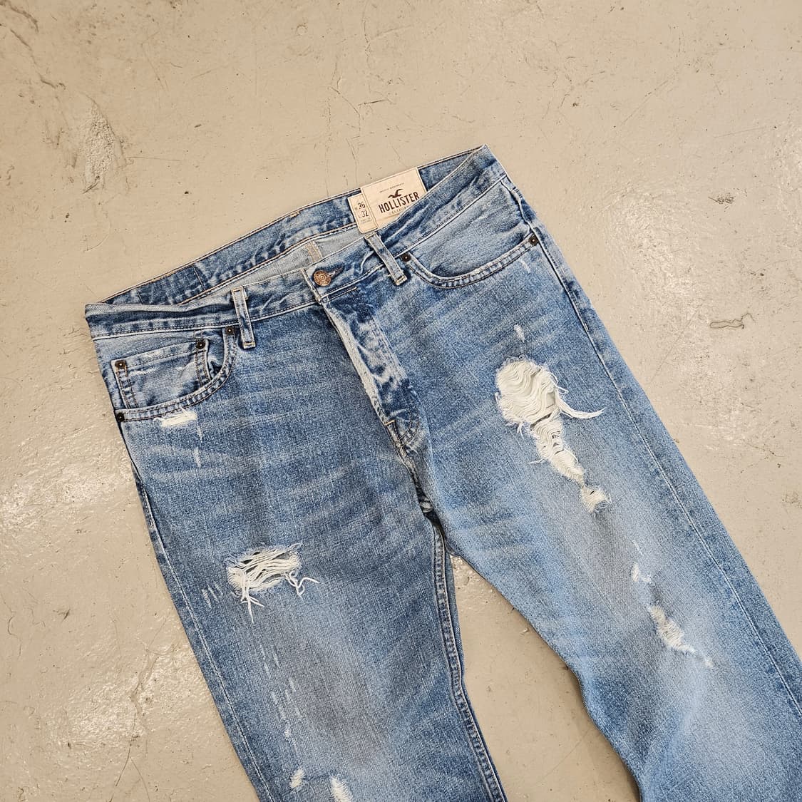 HOLLISTER 홀리스터 데님 부츠컷 연청 데미지 빈티지 36인치 상품이미지2