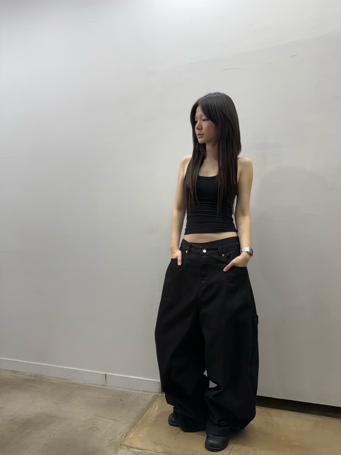 레오파드 디테일 카펜터 벌룬 데님팬츠 상품이미지2