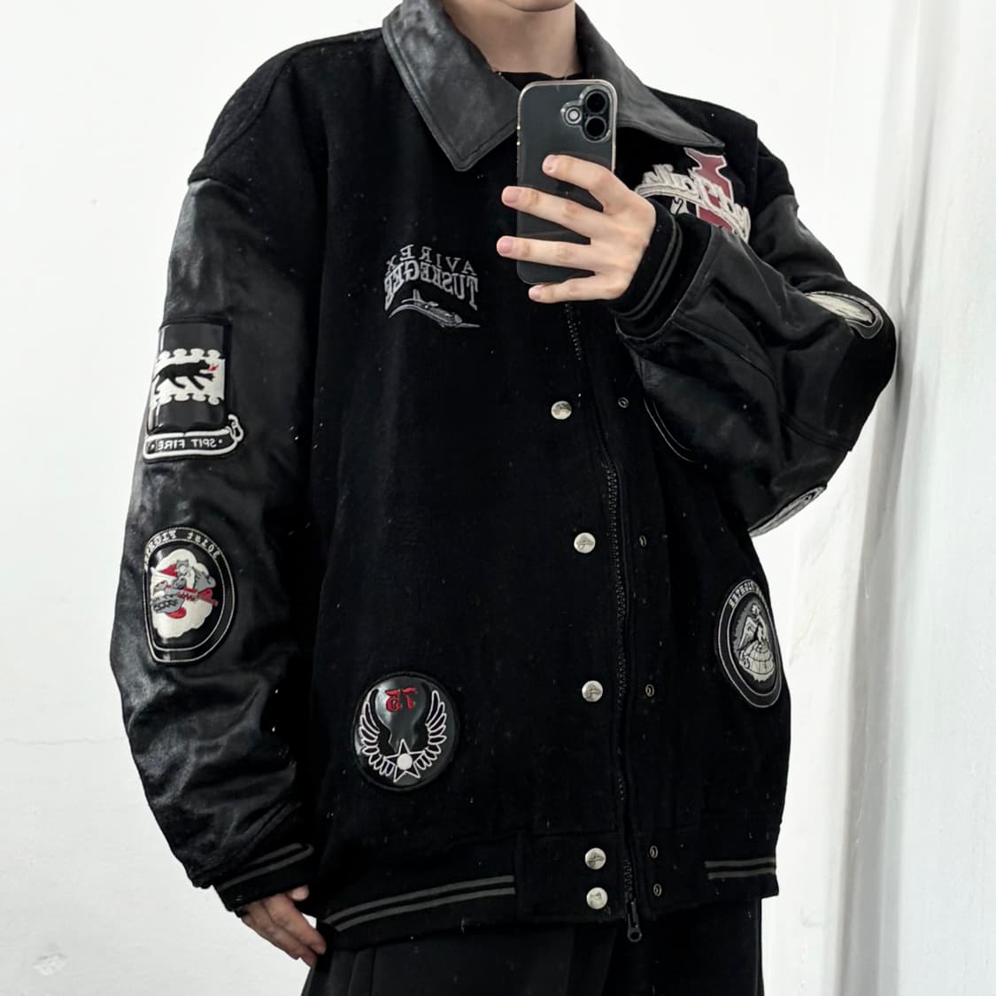 아비렉스 터스키기 리버시블 레더암 울 바시티 자켓 상품이미지4