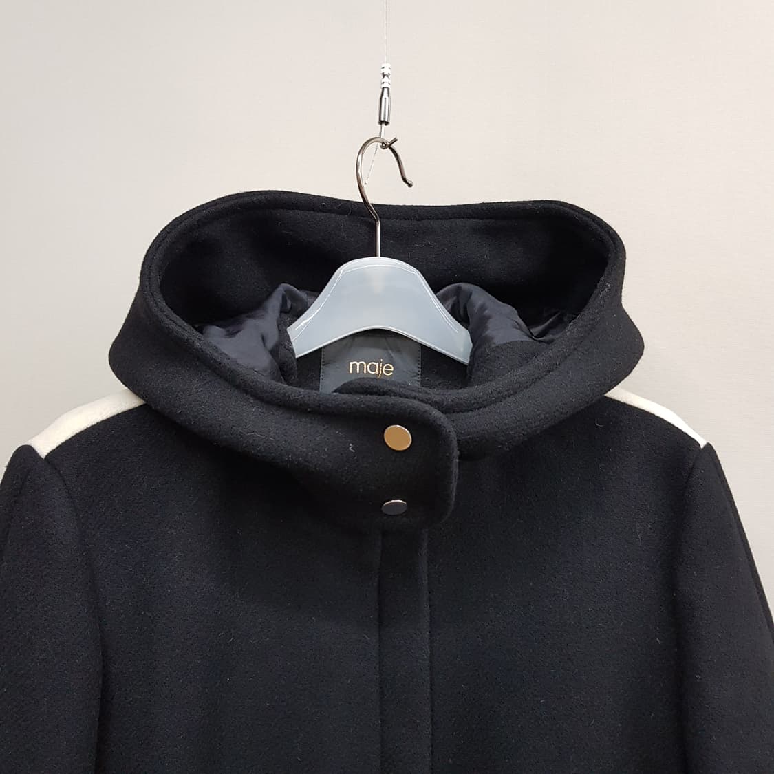 마쥬 MAJE  컬러 배색 후드 울 코트 36사이즈 상품이미지3