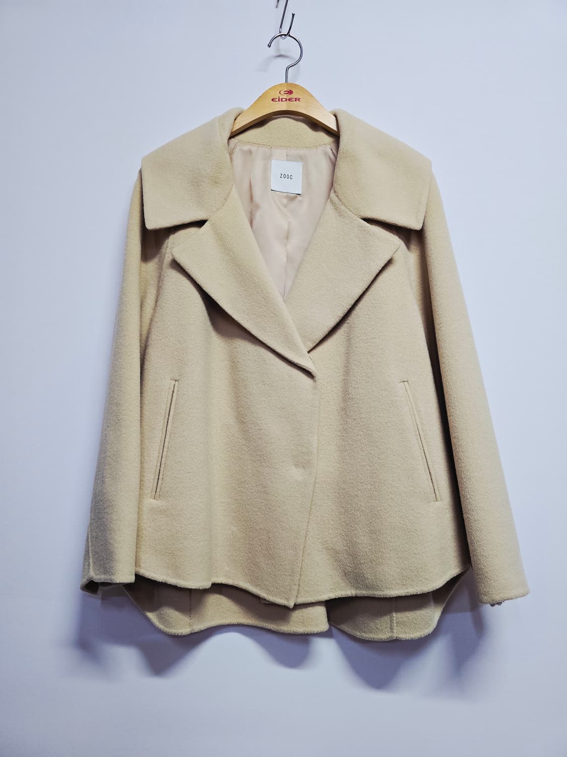 zooc 쥬크 베이지색 하프 코트 캐시미어 상품이미지1